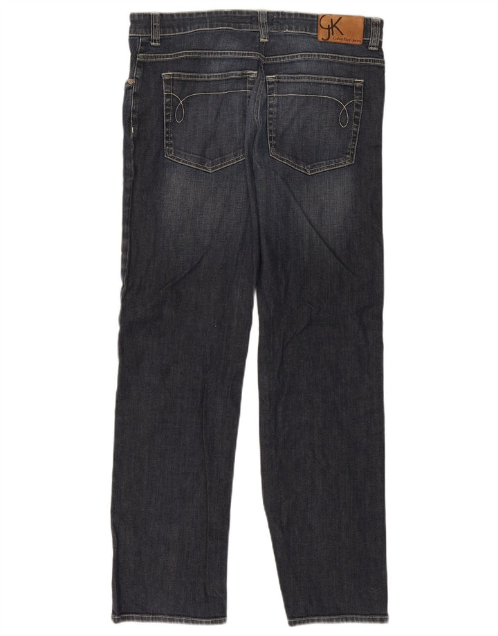 Calvin Klein Mens Straight Jeans W34 L30 Navy Blue Cotton