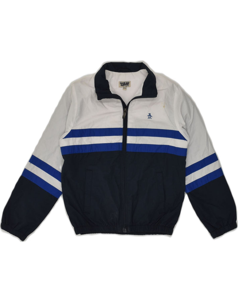 PENGUIN Boys Tracksuit Top Jacket 10-11 Years Navy Blue Colourblock Cotton | Vintage Penguin | Thrift | Second-Hand Penguin | Used Clothing | Messina Hembry 