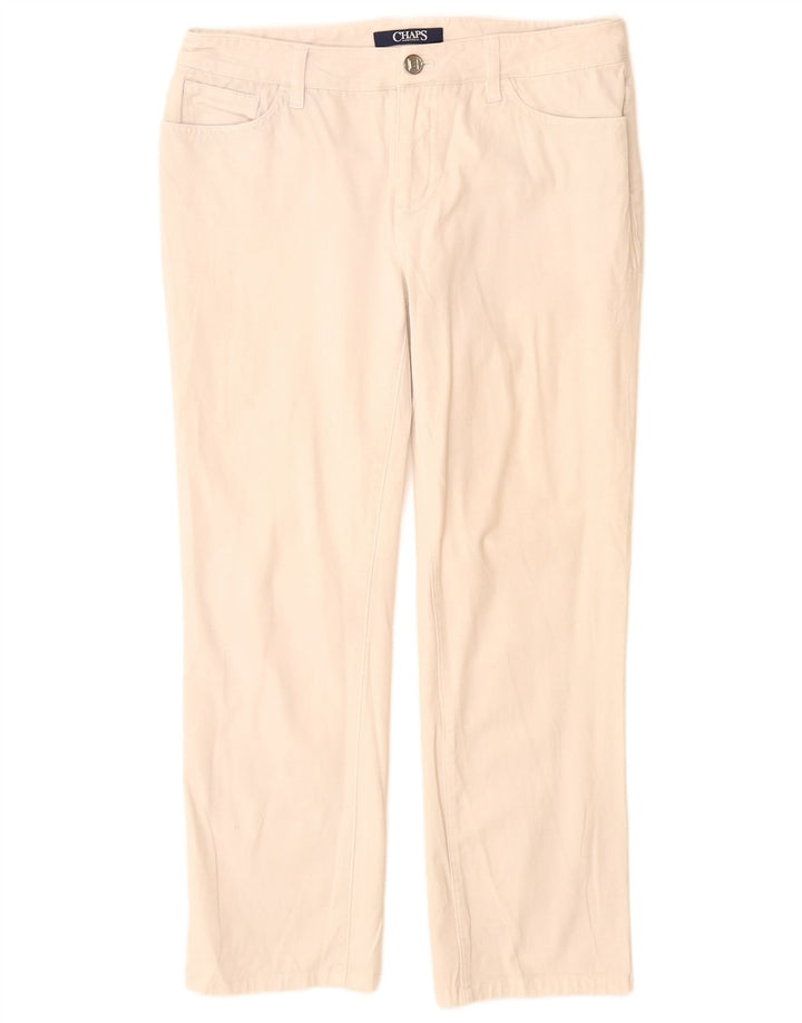 Chaps Womens Petite Straight Cropped Trousers US 8 Medium W28 L25 Off White