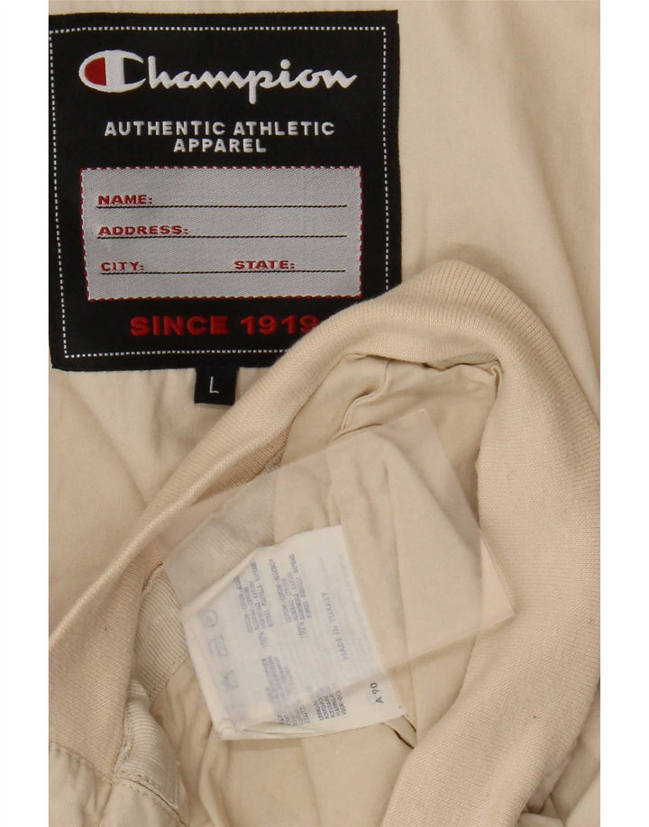 Champion Mens Bomber Jacket UK 40 Large Beige Cotton