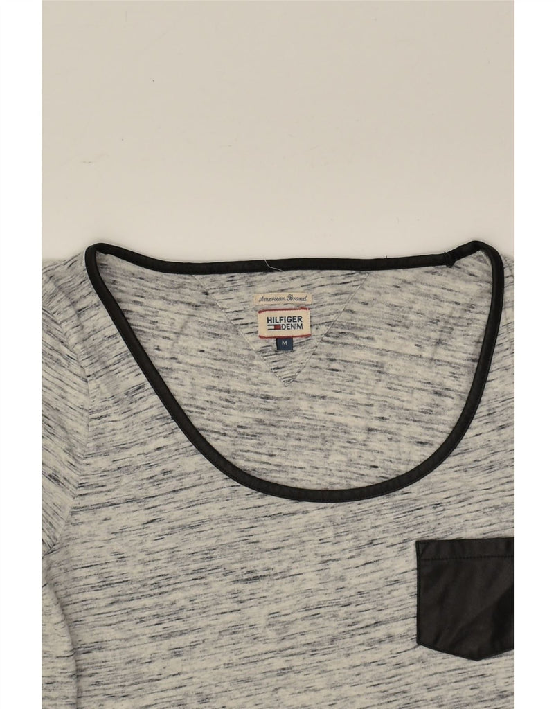 TOMMY HILFIGER Womens T-Shirt Top UK 12 Medium Grey Flecked Cotton | Vintage Tommy Hilfiger | Thrift | Second-Hand Tommy Hilfiger | Used Clothing | Messina Hembry 