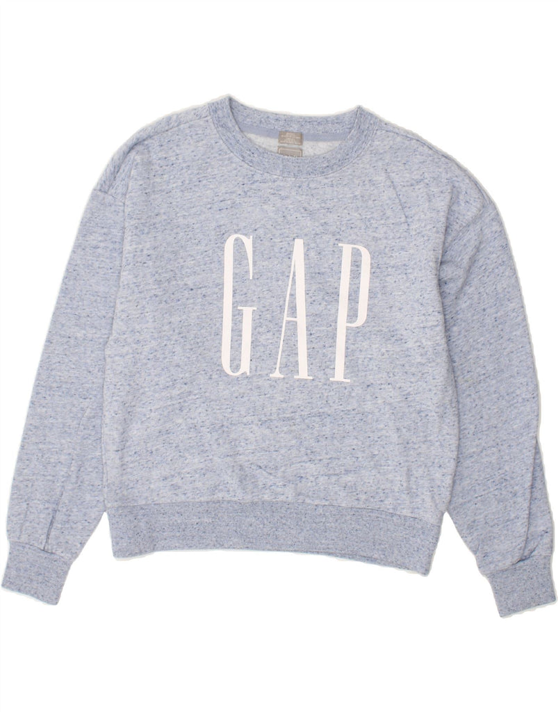 GAP Womens Graphic Sweatshirt Jumper UK 10 Small Blue Flecked Cotton | Vintage Gap | Thrift | Second-Hand Gap | Used Clothing | Messina Hembry 