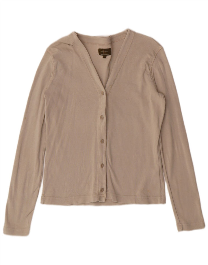 Calvin Klein Womens Crop Blouse Top UK 14 Large Beige Cotton