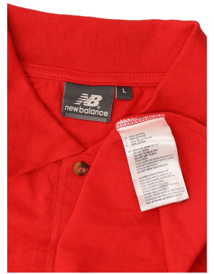 New Balance Mens Polo Shirt Large Red Cotton