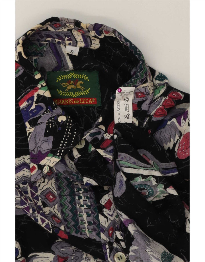HARRIS de LUCA Mens Abstract Pattern Shirt Small Multicoloured Viscose