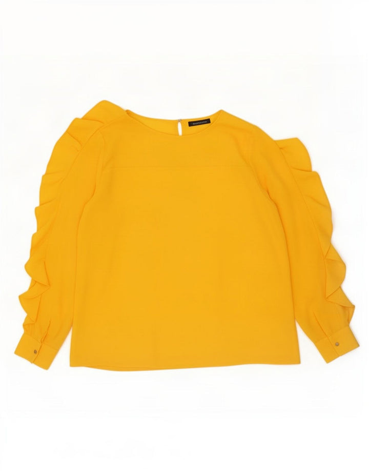 Marks & Spencer Womens Top Long Sleeve UK 16 Large Yellow Polyester