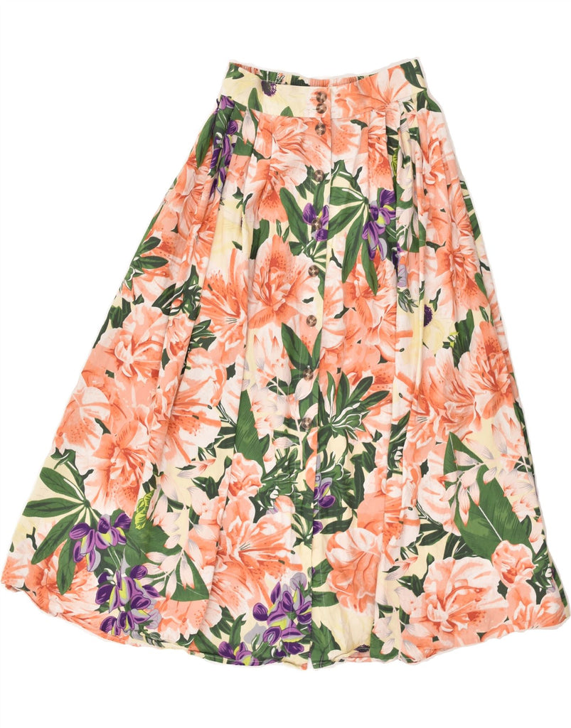 H&M Womens Flared Skirt UK 8 Small W26 Orange Floral Cotton | Vintage H&M | Thrift | Second-Hand H&M | Used Clothing | Messina Hembry 