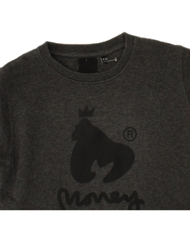 MONEY Boys Graphic Sweatshirt Jumper 9-10 Years Grey Cotton Vintage Money and Second-Hand Money from Messina Hembry 