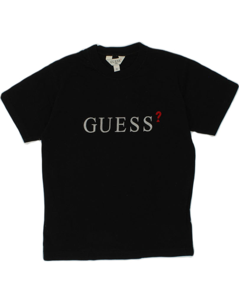 GUESS Boys Graphic T-Shirt Top 7-8 Years Black Cotton | Vintage Guess | Thrift | Second-Hand Guess | Used Clothing | Messina Hembry 