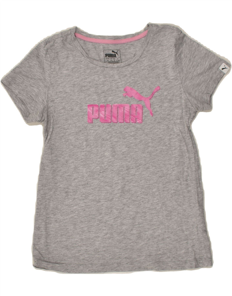 PUMA Girls Graphic T-Shirt Top 11-12 Years Grey Cotton | Vintage Puma | Thrift | Second-Hand Puma | Used Clothing | Messina Hembry 