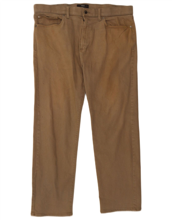 Marks & Spencer Mens Straight Jeans W38 L31 Beige Cotton