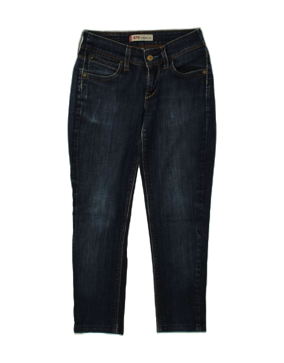 LEVI'S Womens 470 Straight Slim Jeans W28 L24 Navy Blue Cotton Vintage Levi's and Second-Hand Levi's from Messina Hembry 