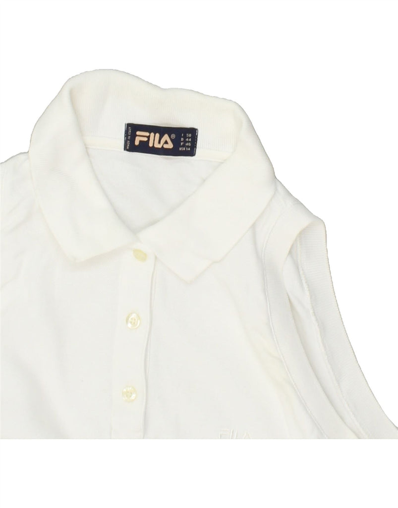 FILA Womens Sleeveless Polo Shirt IT 50 XL White Cotton | Vintage Fila | Thrift | Second-Hand Fila | Used Clothing | Messina Hembry 