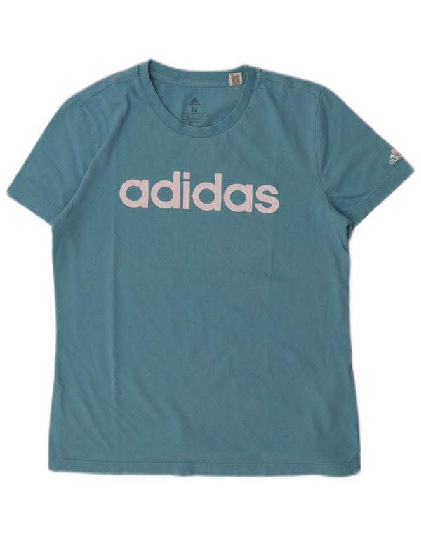 Adidas Womens Graphic T-Shirt Top UK 12/14 Medium Blue Cotton