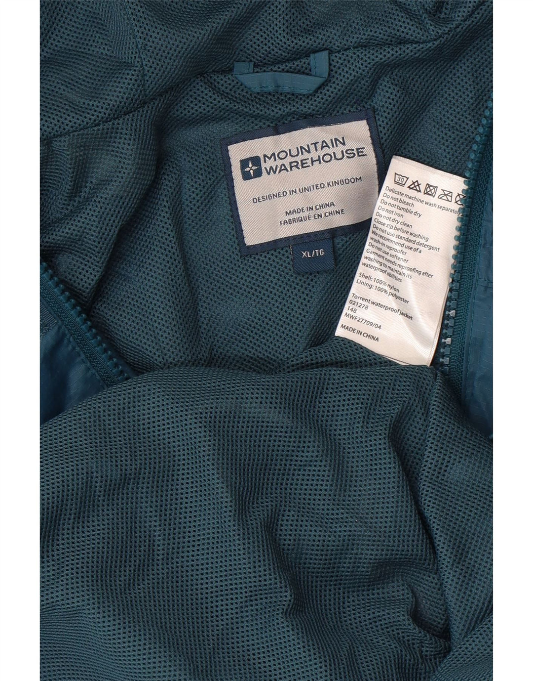 MOUNTAIN WAREHOUSE Womens Hooded Rain Jacket UK 18 XL Blue Nylon