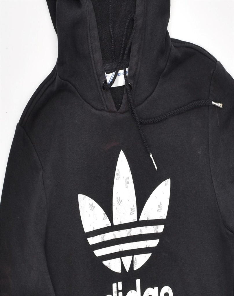 ADIDAS Womens Graphic Hoodie Jumper IT 44 Medium Black Cotton | Vintage | Thrift | Second-Hand | Used Clothing | Messina Hembry 