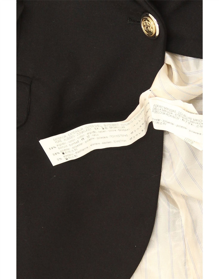 ZARA Womens 1 Button Blazer Jacket UK 12 Medium Black Cotton