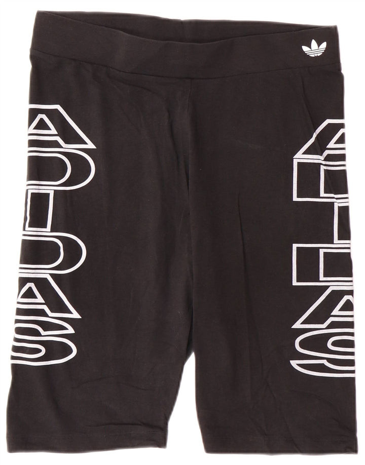 ADIDAS Womens Graphic Sport Shorts UK 18 XL  Black Cotton