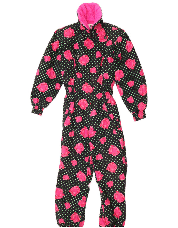 Ungaro Womens Ski Jumpsuit IT 44 Medium Black Floral Cotton