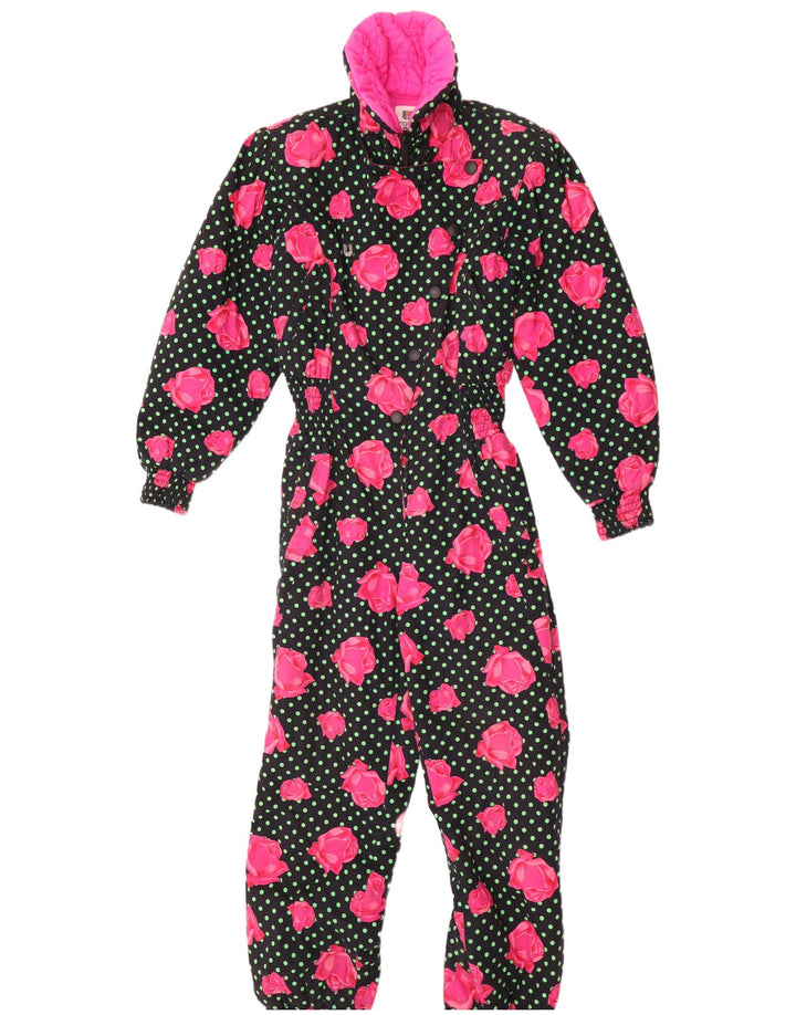 Ungaro Womens Ski Jumpsuit IT 44 Medium Black Floral Cotton