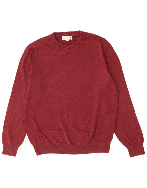 Marks & Spencer Mens Crew Neck Jumper Sweater Large Burgundy Cotton