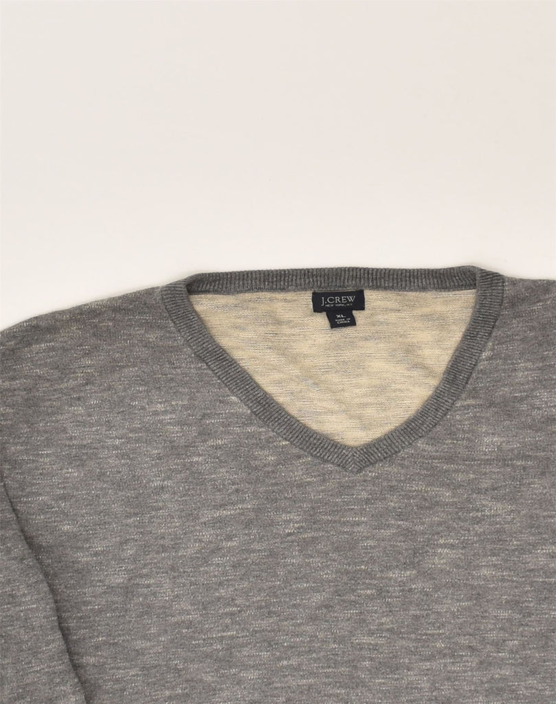 J. CREW Mens V-Neck Jumper Sweater XL Grey Cotton | Vintage J. Crew | Thrift | Second-Hand J. Crew | Used Clothing | Messina Hembry 