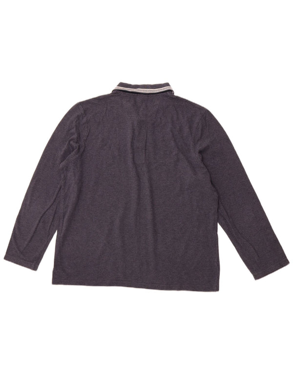 HUGO BOSS Mens Regular Fit Long Sleeve Polo Shirt XL Navy Blue Cotton