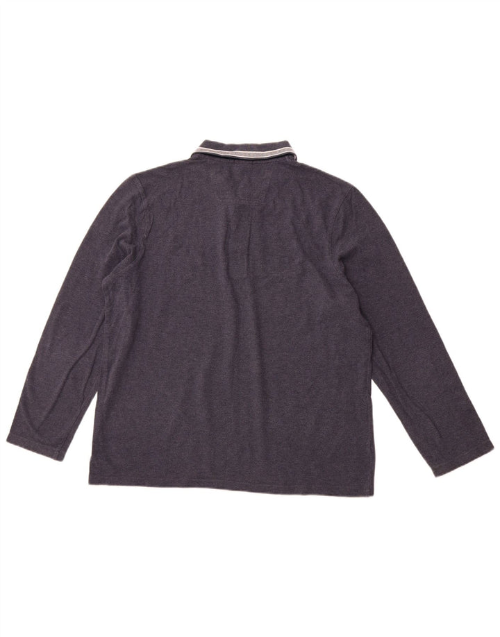 HUGO BOSS Mens Regular Fit Long Sleeve Polo Shirt XL Navy Blue Cotton