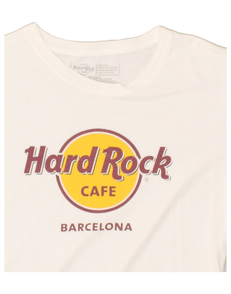 HARD ROCK CAFE Womens Barcelona Graphic T-Shirt Top UK 12 Medium White | Vintage Hard Rock Cafe | Thrift | Second-Hand Hard Rock Cafe | Used Clothing | Messina Hembry 