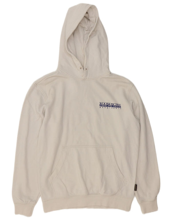 Napapijri Mens Geographic Graphic Hoodie Jumper Medium White Cotton