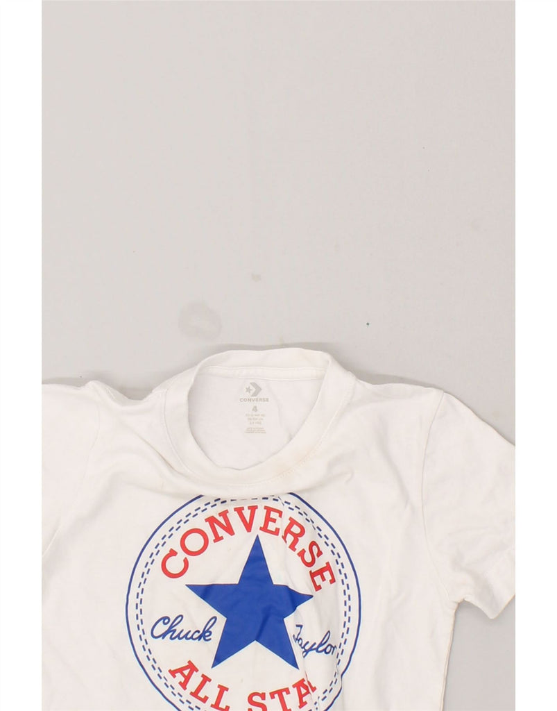 CONVERSE Boys Graphic T-Shirt Top 3-4 Years XS White Cotton | Vintage Converse | Thrift | Second-Hand Converse | Used Clothing | Messina Hembry 