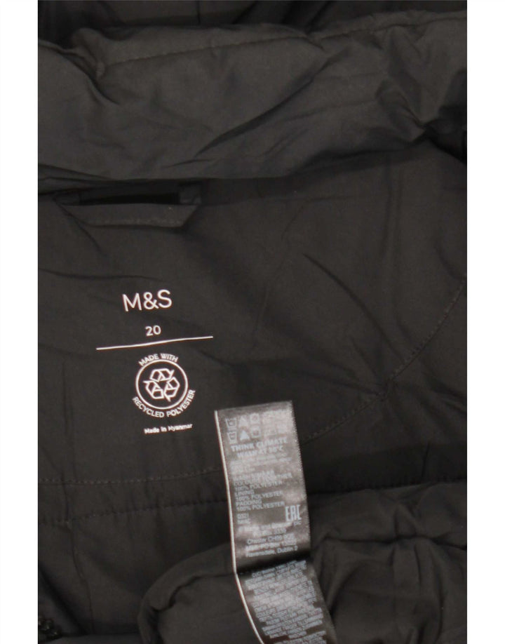 Marks & Spencer Womens Hooded Padded Jacket UK 20 2XL Black Polyester