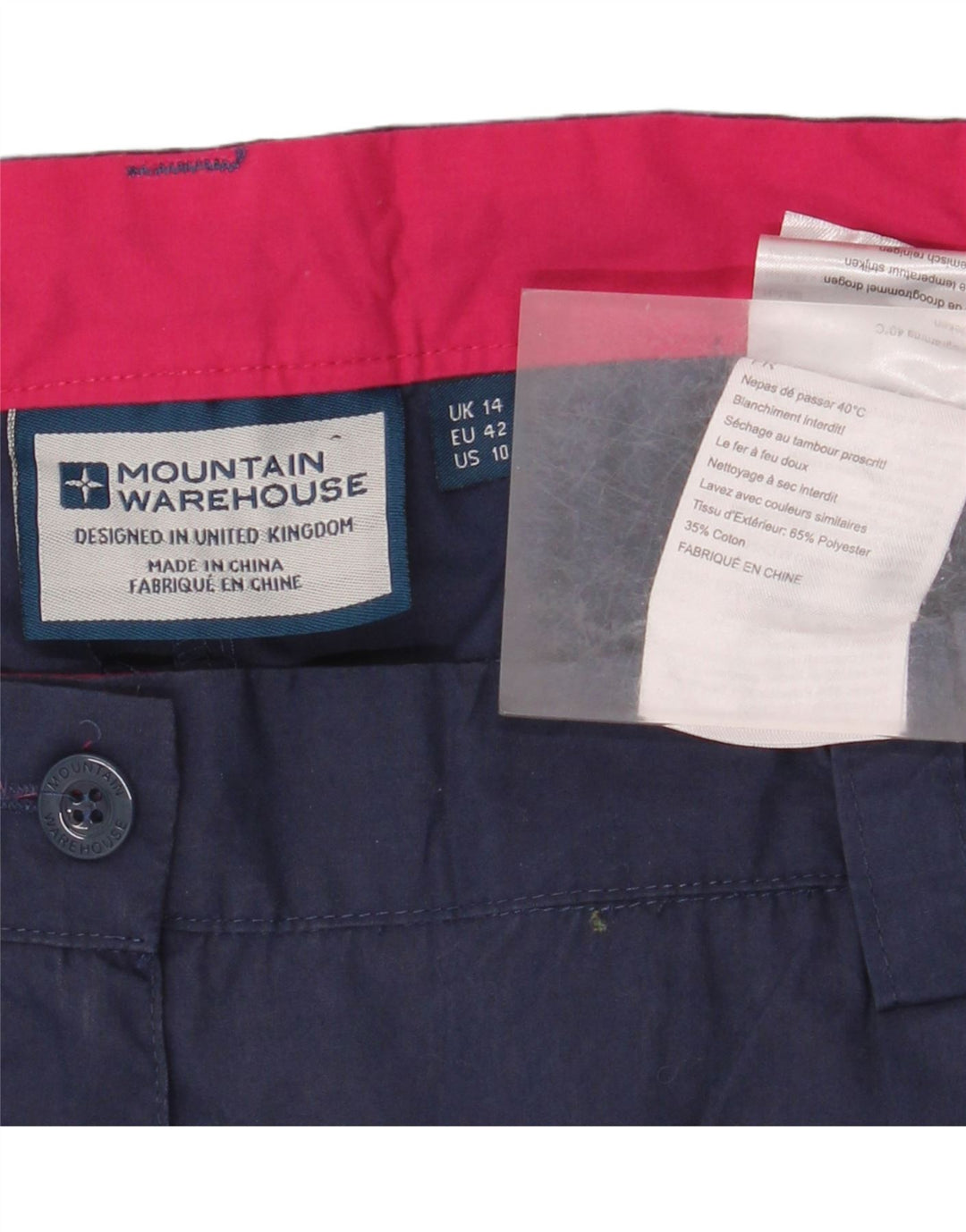 Mountain Warehouse Womens Straight Trousers UK 14 Large W34 L29 Navy Blue