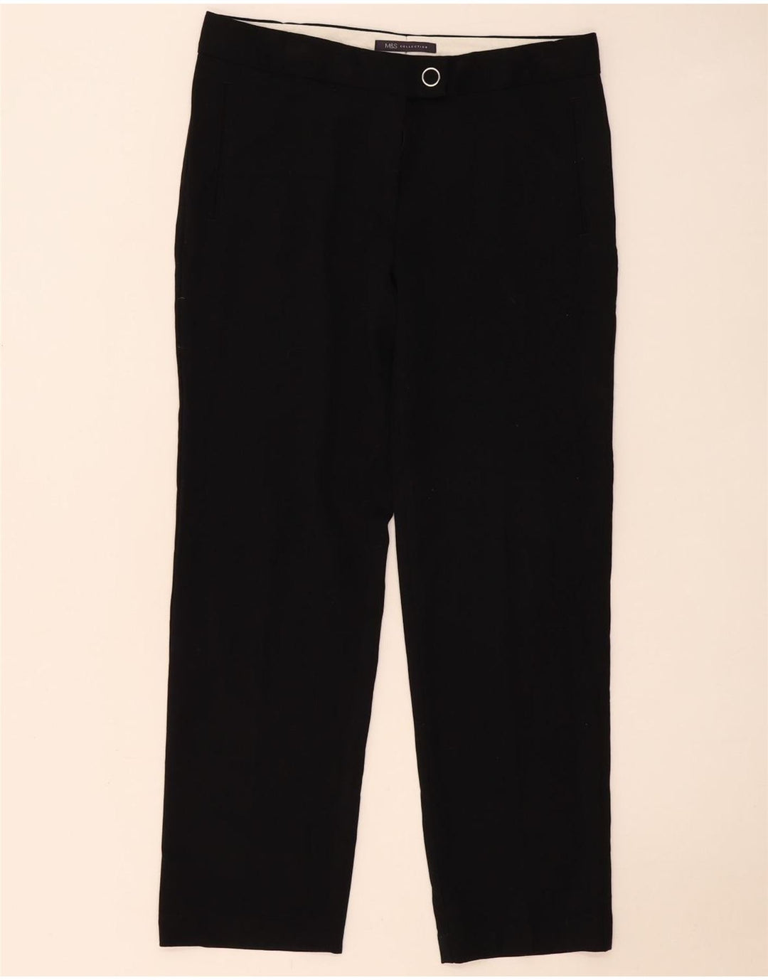 Marks & Spencer Womens Straight Suit Trousers UK 12 Medium W30 L28 Black