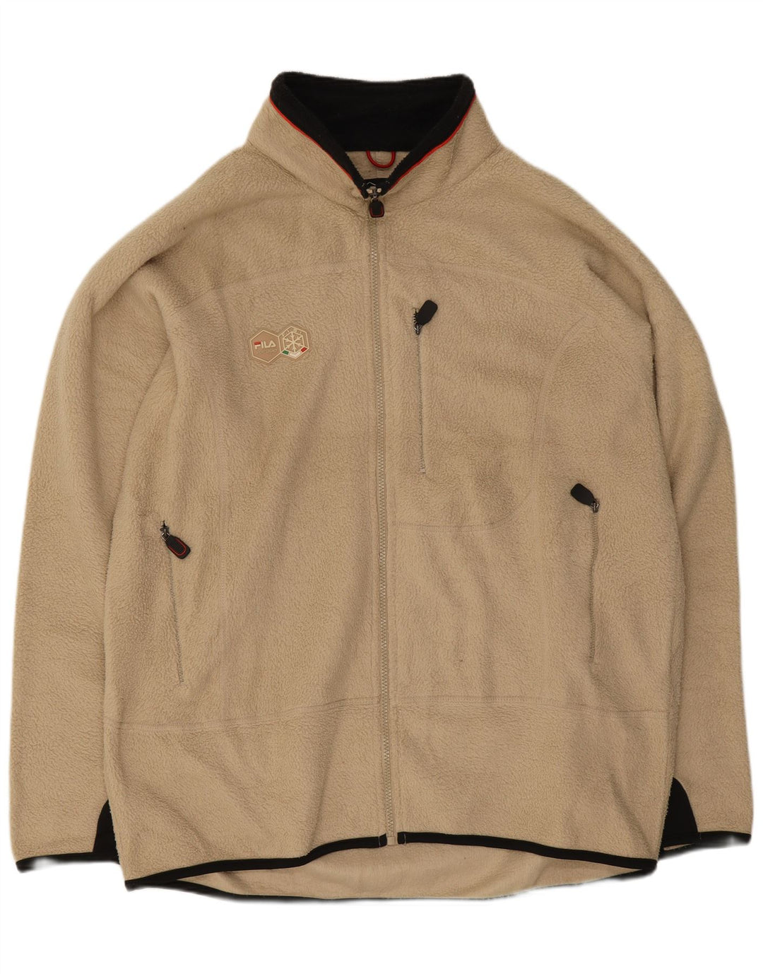 Fila Mens Fleece Jacket UK 44 2XL Beige Colourblock Polyester