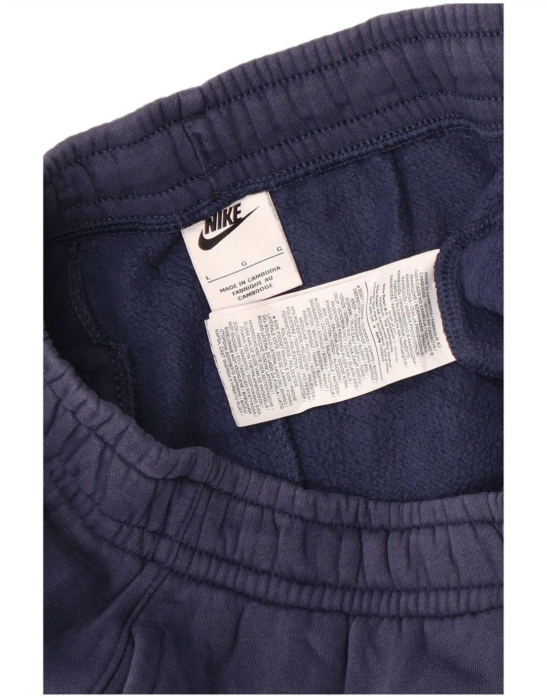 NIKE Mens Tracksuit Trousers Joggers Large Navy Blue Cotton