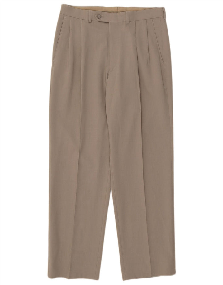 Marks & Spencer Mens Pegged Suit Trousers W30 L29 Beige Polyester