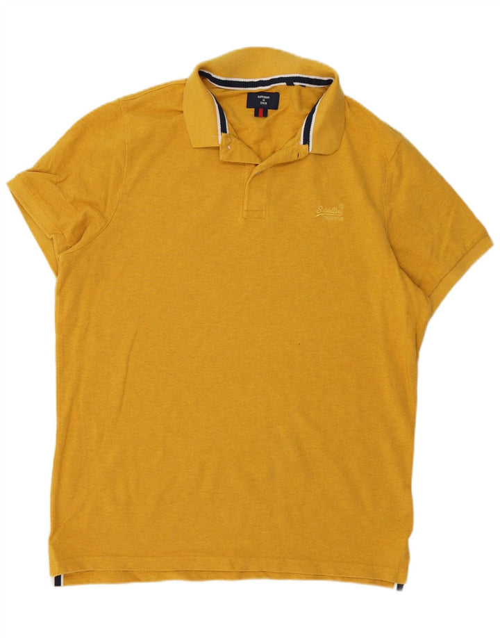 SUPERDRY Mens Polo Shirt Large Yellow Cotton