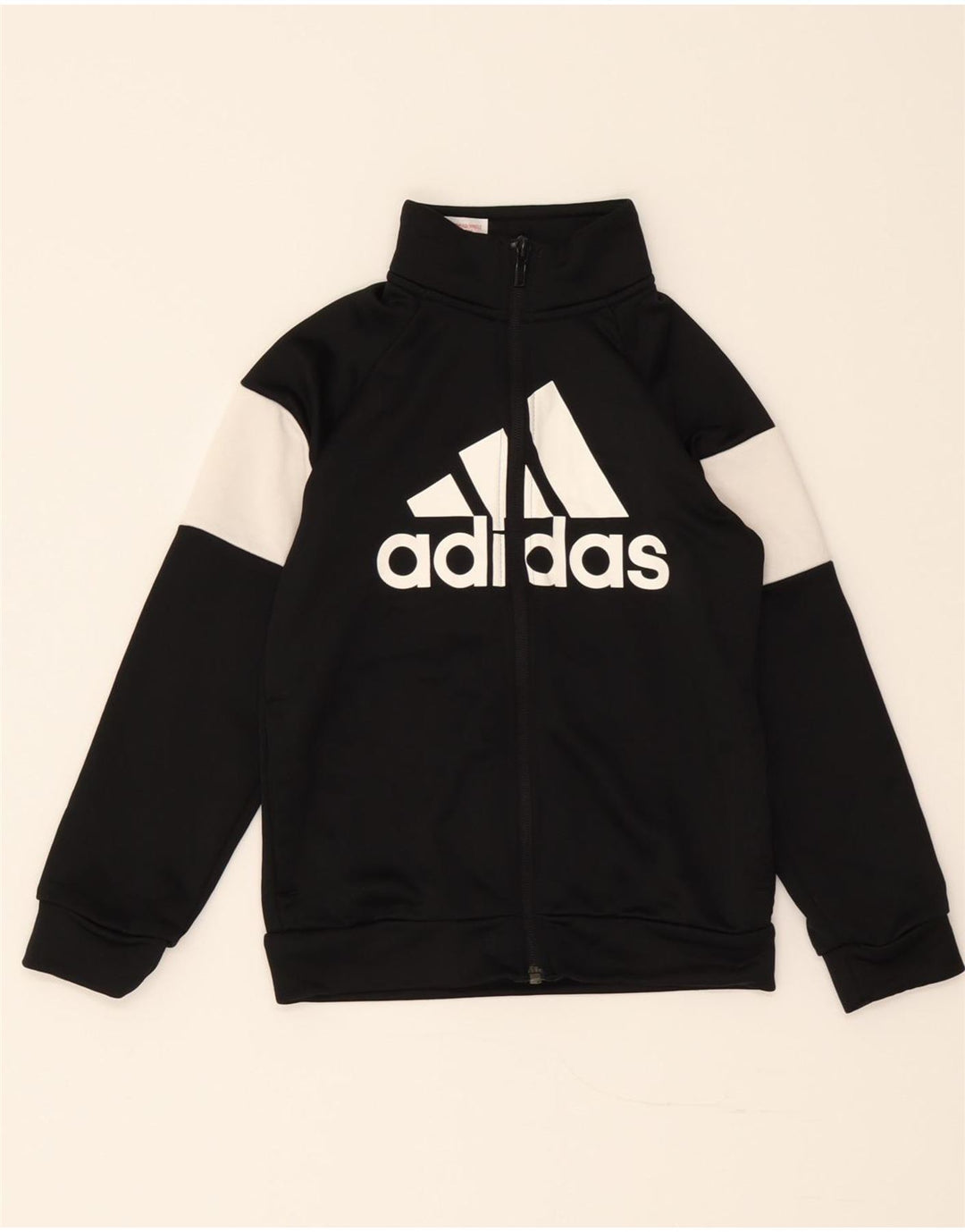 ADIDAS Boys Graphic Tracksuit Top Jacket 7-8 Years Black Colourblock Vintage Adidas and Second-Hand Adidas from Messina Hembry 