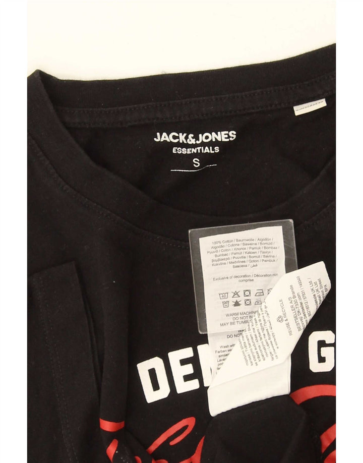 Jack & Jones Mens Graphic T-Shirt Top Small Black Cotton