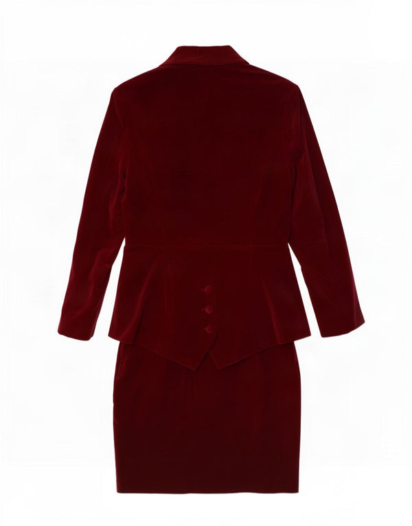 Atos Lombardini Womens Velour Piece Skirt Set UK 10 Small W28 Burgundy
