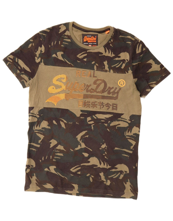 Superdry Mens Graphic T-Shirt Top Small Khaki Camouflage Cotton