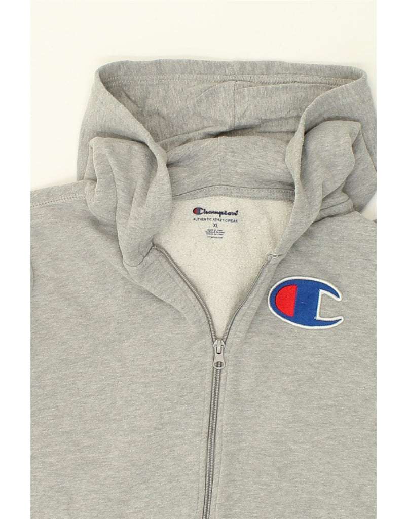 CHAMPION Womens Graphic Zip Hoodie Sweater UK 18 XL Grey Cotton | Vintage Champion | Thrift | Second-Hand Champion | Used Clothing | Messina Hembry 