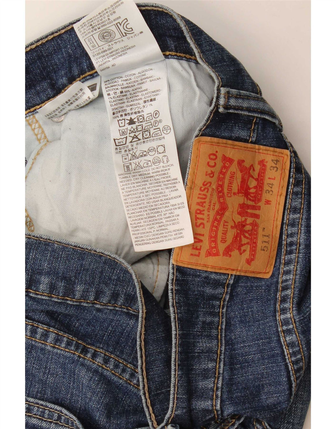 Levi's Mens 511 Slim Jeans W34 L26 Blue Cotton