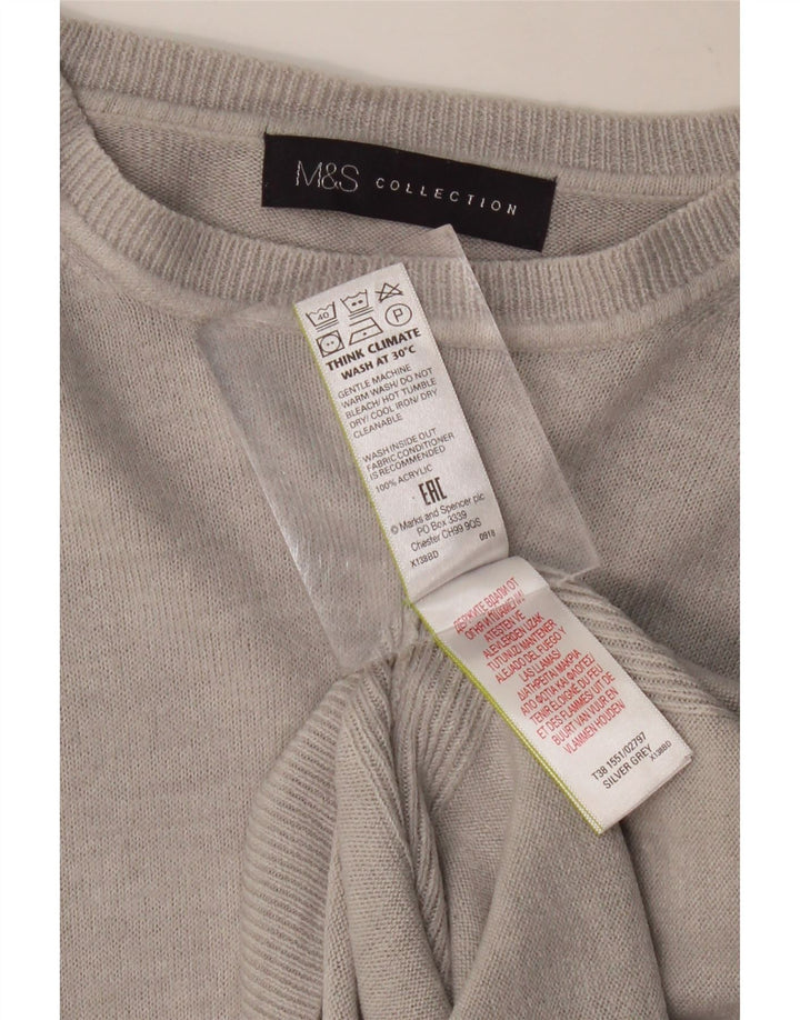 MARKS & SPENCER Womens Boat Neck Jumper Sweater UK 12 Medium Grey Acrylic
