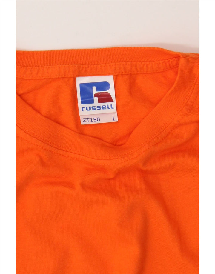 RUSSELL ATHLETIC Mens T-Shirt Top Large Orange Cotton Vintage Russell Athletic and Second-Hand Russell Athletic from Messina Hembry 