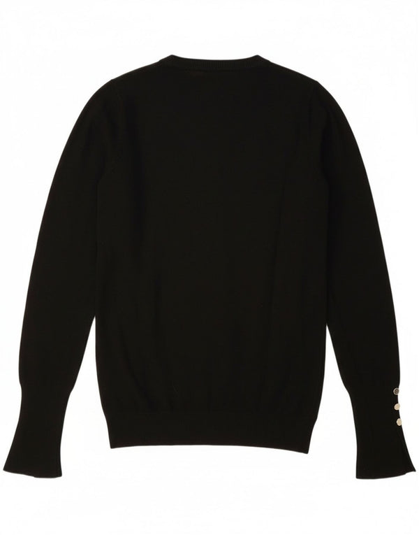 Zara Womens Crew Neck Jumper Sweater UK 10 Small Black Viscose
