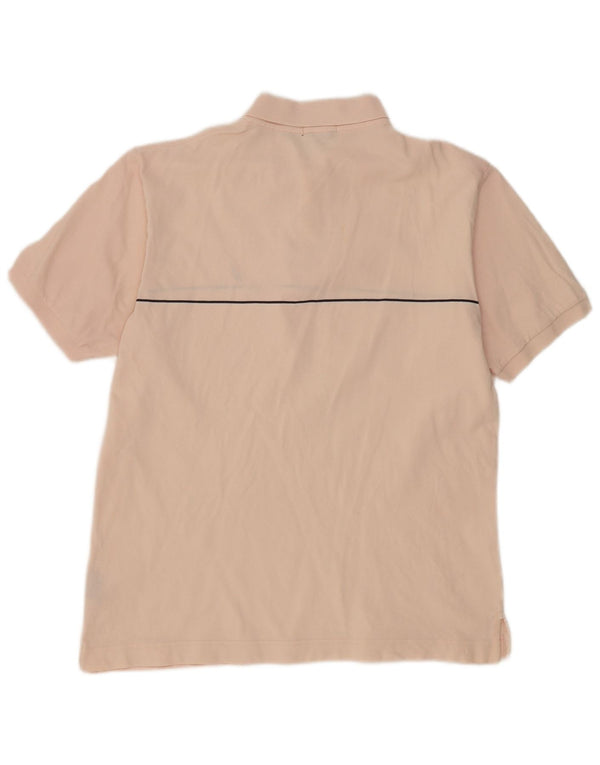 Nautica Mens Polo Shirt Large Pink Striped Cotton