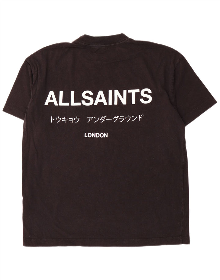 All Saints Mens Oversized Graphic T-Shirt Top Small Black Cotton