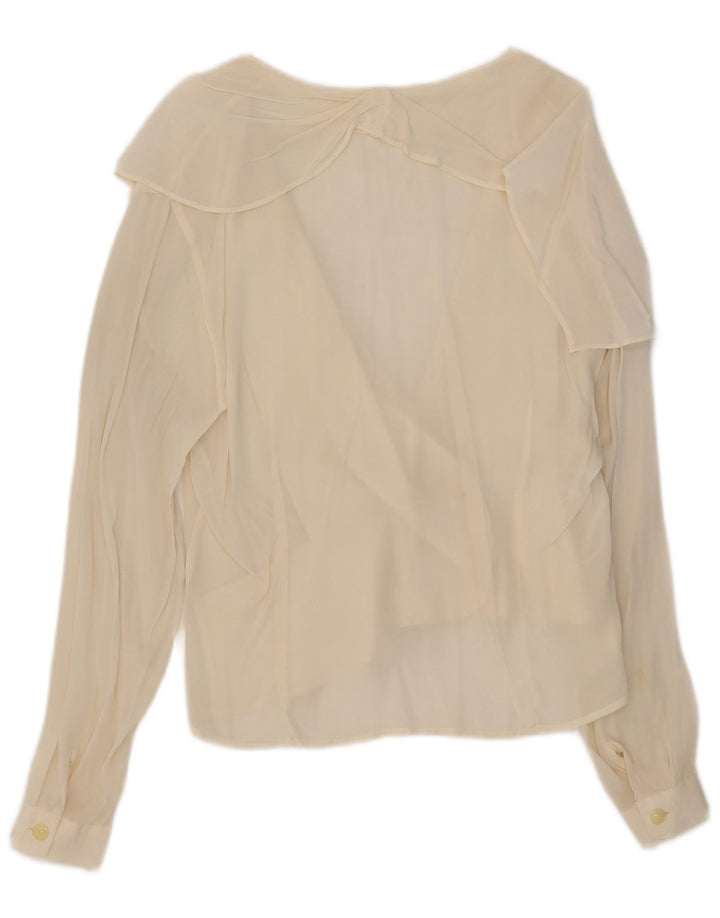 Vintage Womens See Through Cardigan Top UK 14 Large Off White